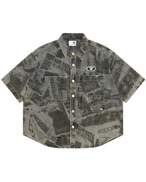 Aape By A Bathing Ape Chemise Imprimée À Manches Courtes - Grey