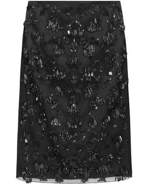 16Arlington Fortuna Embroidered Midi Skirt - Black