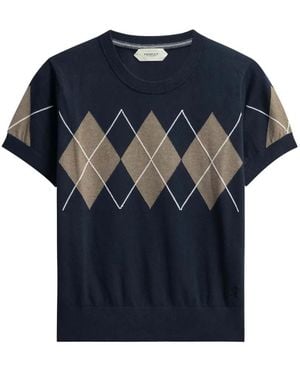 Pringle of Scotland Argyle-Pattern Short-Sleeve T-Shirt - Blue