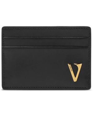 Versace V Leather Card Holder - Black