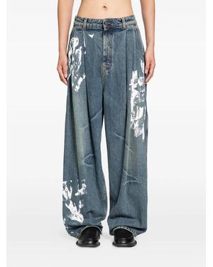 Hed Mayner Pleated-Front Wide-Leg Jeans - Blue