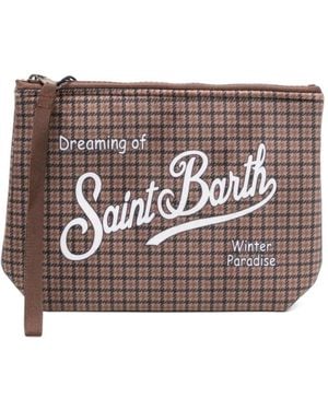 MC2 Saint Barth Aline W Houndstooth-Print Clutch Bag - Brown