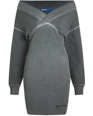 KARL LAGERFELD Off-Shoulder Dress - Gray