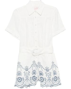 MC2 Saint Barth Embroidered Belted Playsuit - White