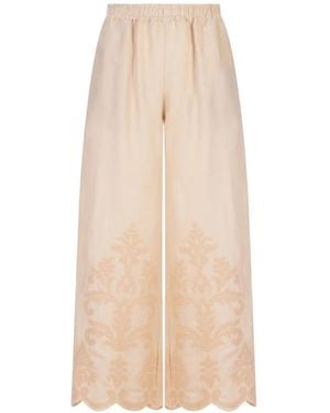 Kiton Embroidered Palazzo Trousers - White