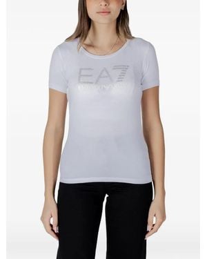 EA7 Rhinestone-Embellishment T-Shirt - White