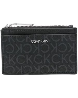 Calvin Klein Logo-Print Card Holder - Black