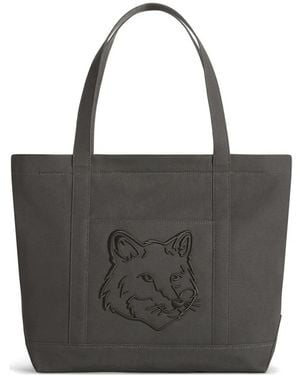 Maison Kitsuné Large Fox Head Tote Bag - Black