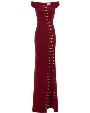 Murmur Ivy Embellished Slit Maxi Dress - Red