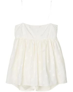 Cecilie Bahnsen Veronica Bow-Detail Sleeveless Peplum Blouse - White