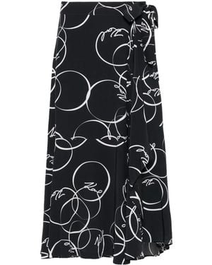 KARL LAGERFELD Circle Print Wrap Skirt - Black