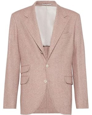 Brunello Cucinelli Herringbone Linen Blazer - Pink