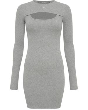 Marine Serre Moon-Logo Ribbed Mini Dress - Grey