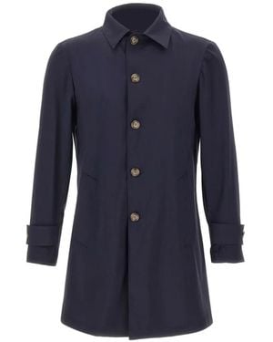 Barba Napoli Single-Breasted Button-Up Coat - Blue