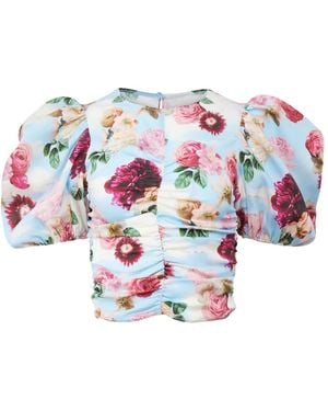 Fleur du Mal Dreamy Floral Oberteil - Weiß