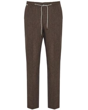 Corneliani Drawstring-Waist Pressed-Crease Trousers - Grey