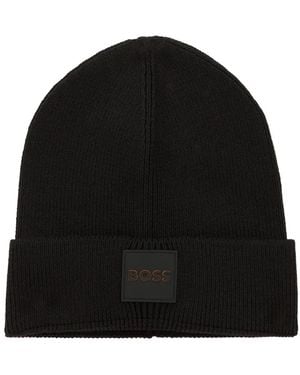 BOSS Gorro De Canalé Con Parche Del Logo - Negro