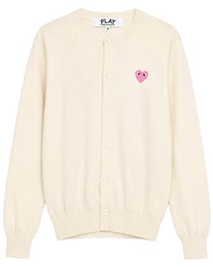 COMME DES GARÇONS PLAY Heart-Patch Cardigan - White