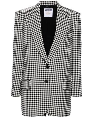Moschino Gingham-Check Single-Breasted Blazer - Black