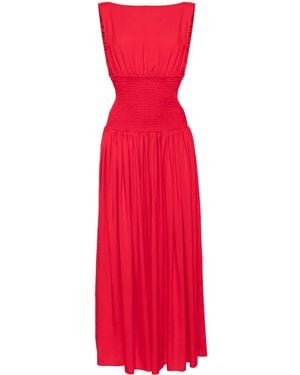 Bambah Ruched Backless Dress - Red