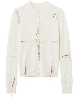 ShuShu/Tong Cardigan À Effet Usé Et Détail De Noeud - Blanc