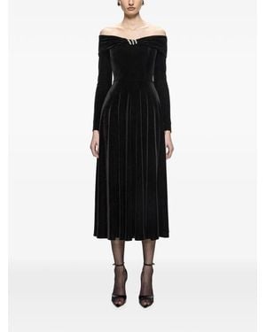 Nissa Robe Mi-Longue À Épaules Dénudées À Paillettes - Black