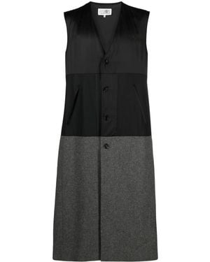 MM6 by Maison Margiela Two-Tone Wool Gilet - Black