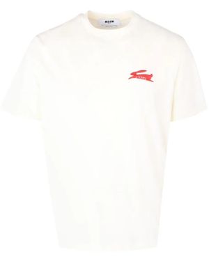 MSGM Rabbit-Detail Graphic T-Shirt - Bianco
