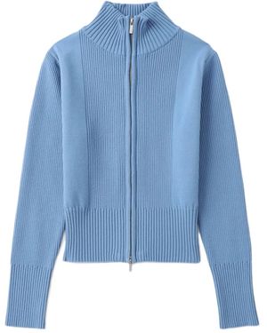 Low Classic Gerippter Cardigan mit Reißverschluss - Blau