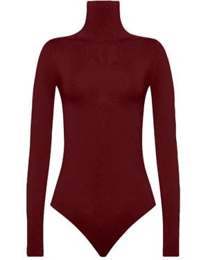 Wolford Turtleneck Long-Sleeve Bodysuit - Red