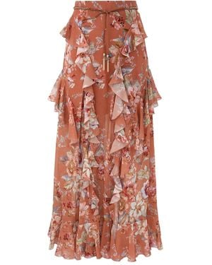 Zimmermann Ruffled Awakened Maxi Skirt - Red