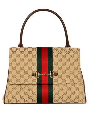 Gucci Medium Paparazzo Web-Stripe Tote Bag - Metallic