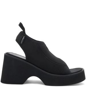 Courreges Wave Sandal With Embroidered Logo - Black