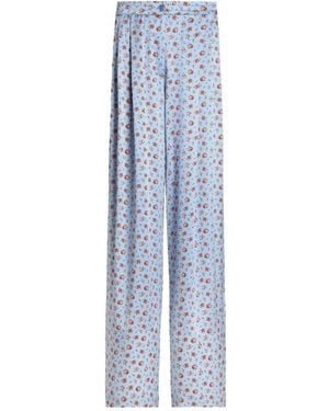 Dolce & Gabbana Floral-Print Silk Trousers - Blue