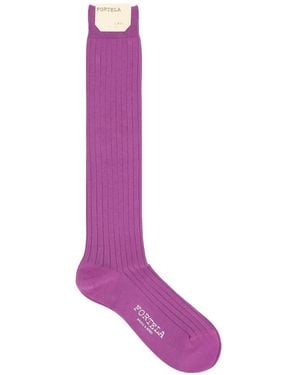 Fortela Ribbed Knee-High Socks - Purple