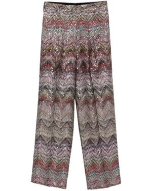 Missoni Sequined Chevron Straight Trousers - Grey