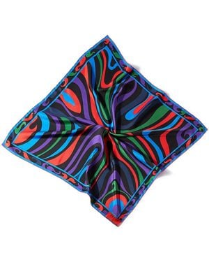 Emilio Pucci Marmo プリント シルクスカーフ - ブルー