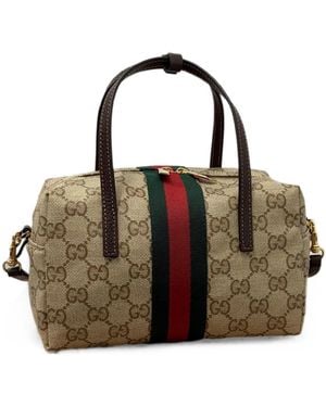 Gucci Mini Boston Gg Supreme Tote Bag - Metallic