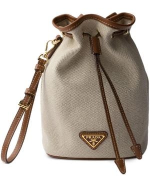 Prada Canvas And Leather Pouch - Natural