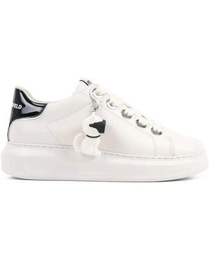 KARL LAGERFELD Kapri Lace-Up Charm Trainers - White