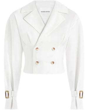 Manière De Voir Andrea Cropped Double-Breasted Open Back Tie Shirt - White