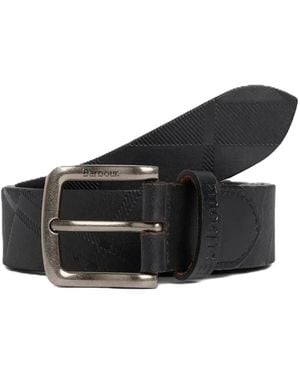 Barbour Irvine Ledergürtel Mit Schottenkaro-Prägung - Schwarz