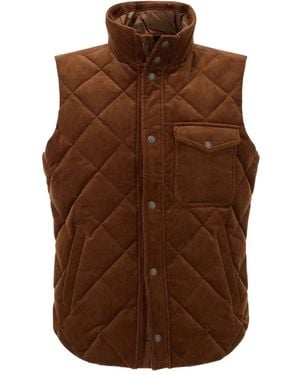 BOGGI Padded Velvet Gilet - Brown