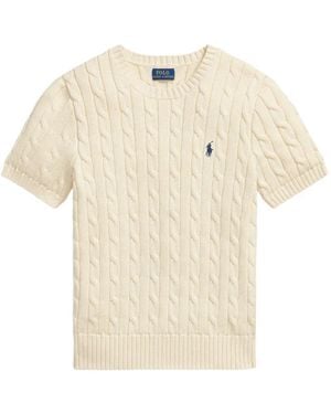Polo Ralph Lauren Cable-Knit Short-Sleeve T-Shirt - Natural