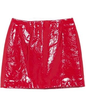 Cassell Leather Mini Skirt - レッド