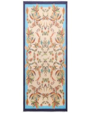 Etro Modal And Cashmere Scarf With Paisley Foliage Motif - White