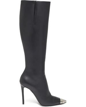 David Koma 100Mm Leather Knee-High Boots - Black