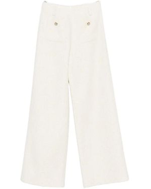 Maje Button-Detail Straight-Leg Trousers - White