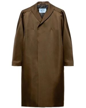 Prada Single-Breasted Double Satin Coat - Brown