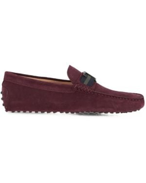 Tod's T-Plaque Suede Loafers - Purple